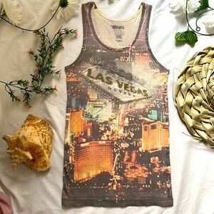 Las Vegas Nevada Sparkly Graphic Tank Top Cityscape Thermal Large